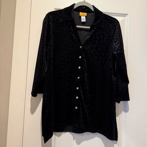 Ruby Rd. Women’s Size Small Button Front Shirt Velvet Geometric Print